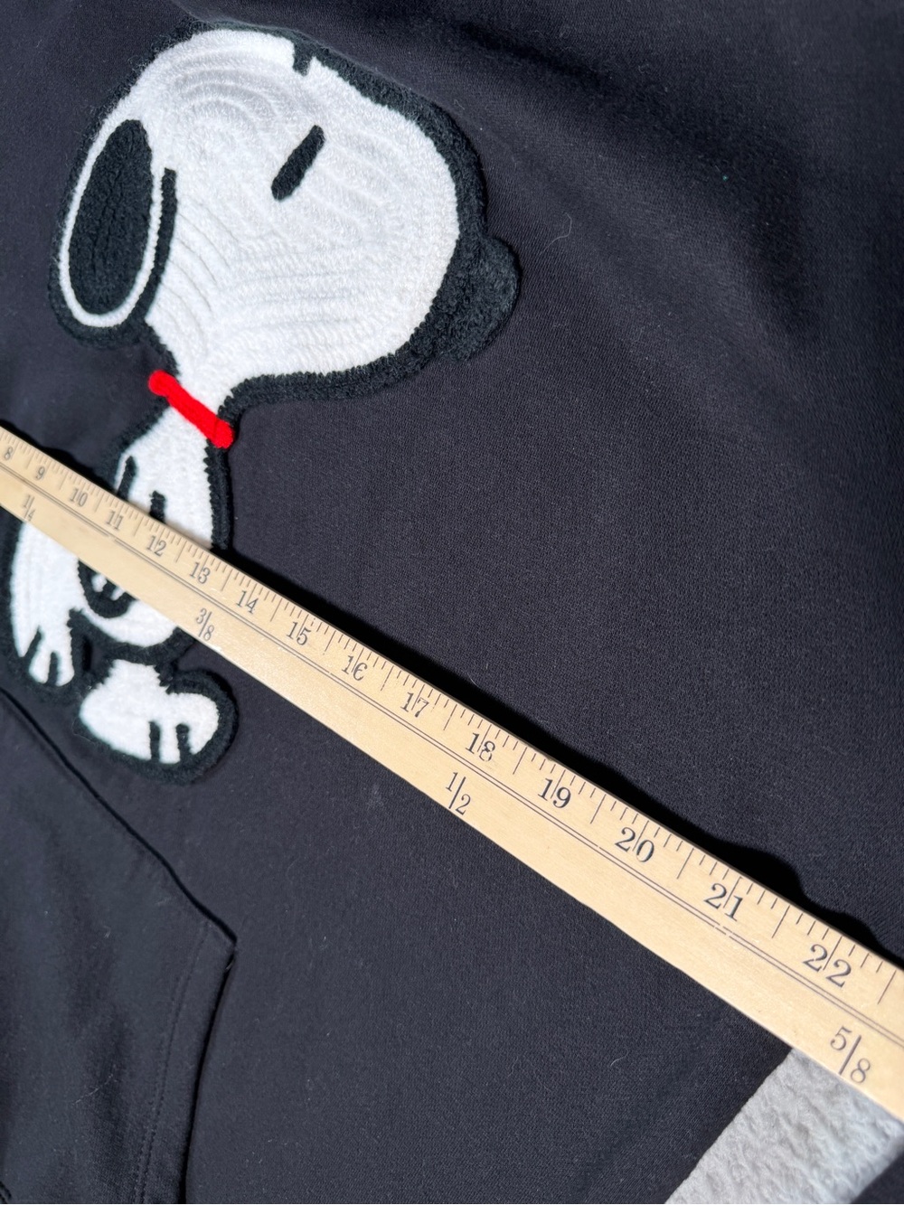 Peanuts Snoopy embroidered black hoodie sweatshirt XL classic - Picture 8 of 10